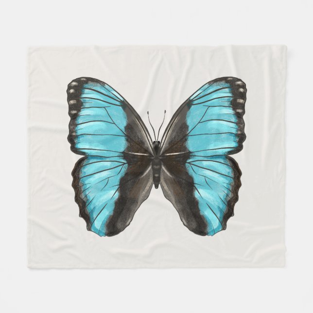 Blue Butterfly Insect Art Nature Lover Fleece Blanket (Front (Horizontal))