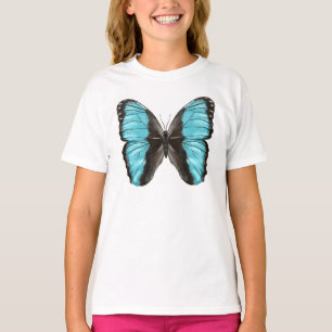 Blue Butterfly Insect Art Nature Lover Girl T-Shirt