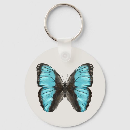 Blue Butterfly Insect Art Nature Lover Keychain