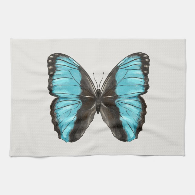 Blue Butterfly Insect Art Nature Lover Kitchen Towel (Horizontal)