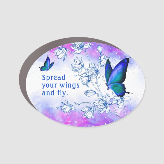 Blue Butterfly Inspirational Magnet (Front)