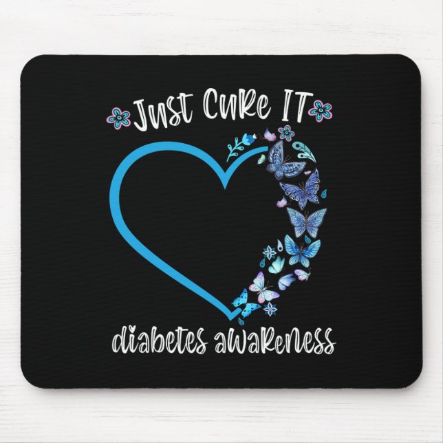 Blue Butterfly Just Cure It November diabetes awar Mouse Pad (Front)