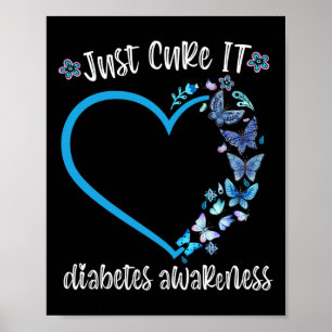Blue Butterfly Just Cure It November diabetes awar Poster
