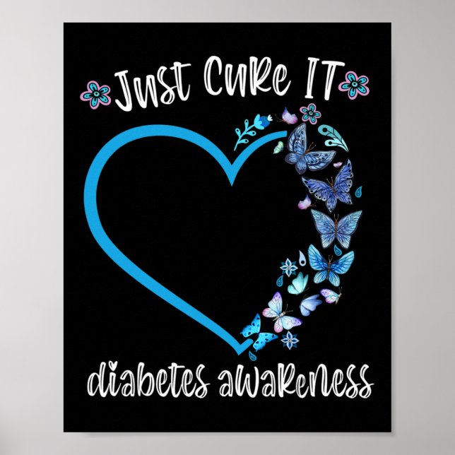 Blue Butterfly Just Cure It November diabetes awar Poster (Front)