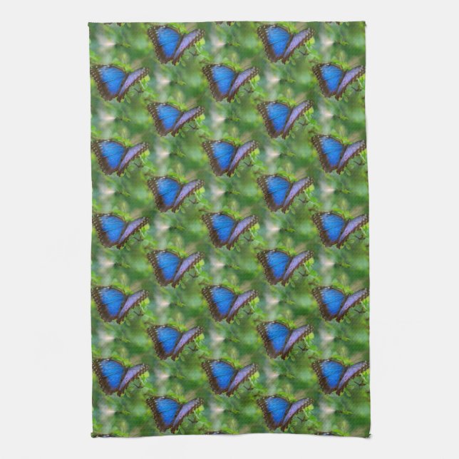 Blue Butterfly Kitchen Towel (Vertical)
