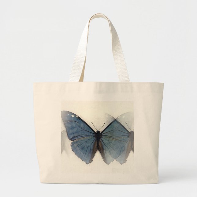 Blue Butterfly Large Tote Bag (Front)