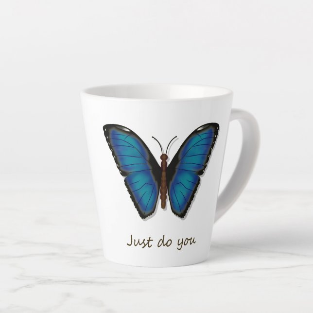 Blue Butterfly Latte Mug (Right Angle)