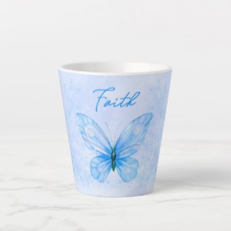 Blue Butterfly Latte Mug
