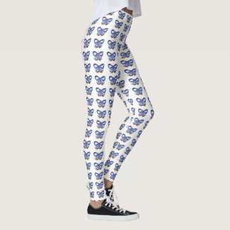 Blue Butterfly Leggings, M