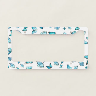 blue butterfly license plate frame