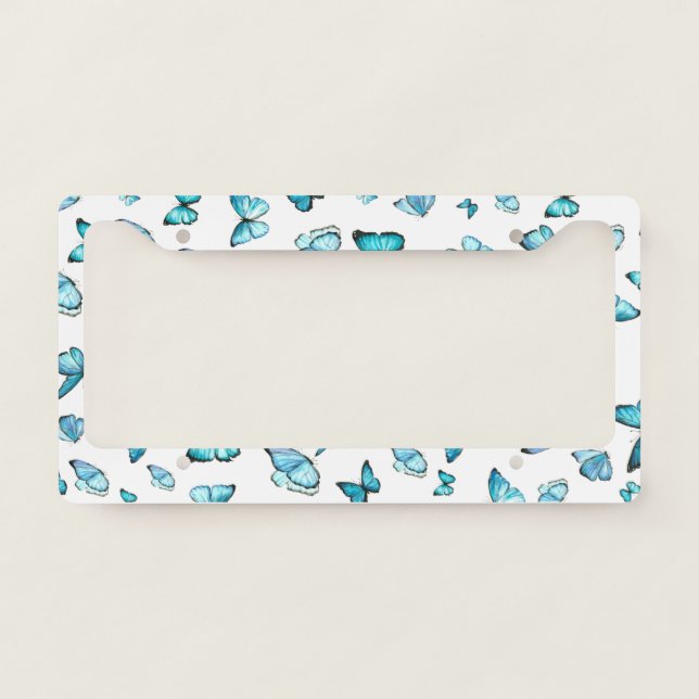 blue butterfly license plate frame (Front)