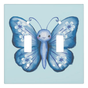 Blue Butterfly Light Switch Cover
