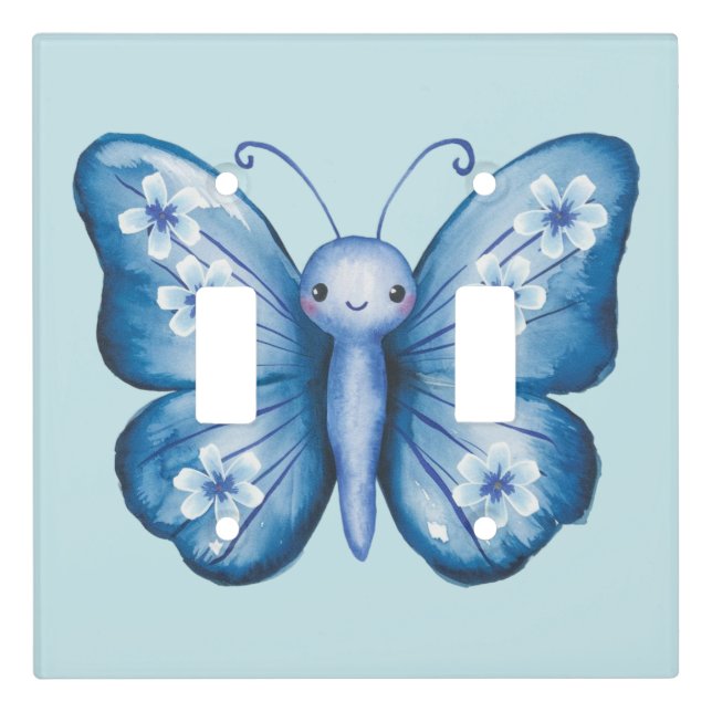 Blue Butterfly Light Switch Cover (Front)