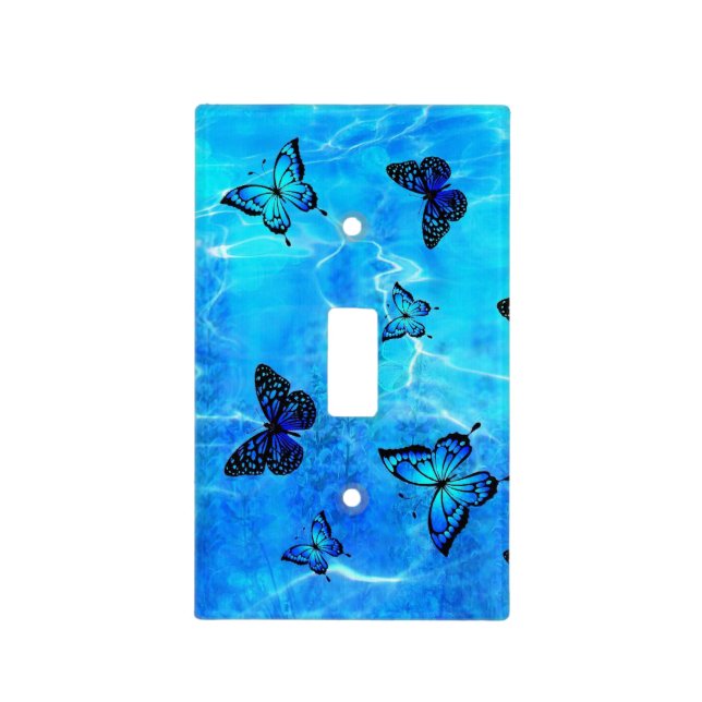 Blue Butterfly Light Switch Cover (Front)