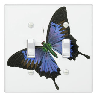 Blue Butterfly Light Switch Cover Double Toggle