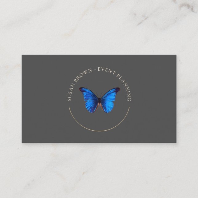 Blue Butterfly Logo Business Card (Front)