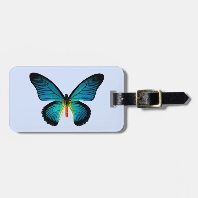 Blue Butterfly Luggage Tag (Front Horizontal)