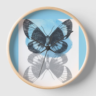 Blue butterfly magic. clock