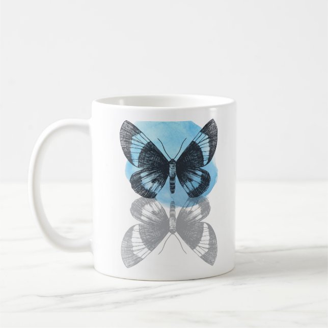 Blue butterfly magic. coffee mug (Left)