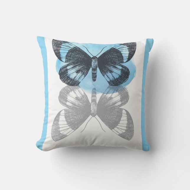 Blue butterfly magic. throw pillow (Front)