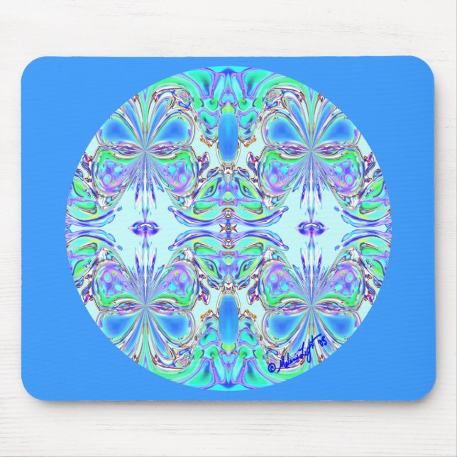 "Blue Butterfly Mandala" Mousepad (Front)