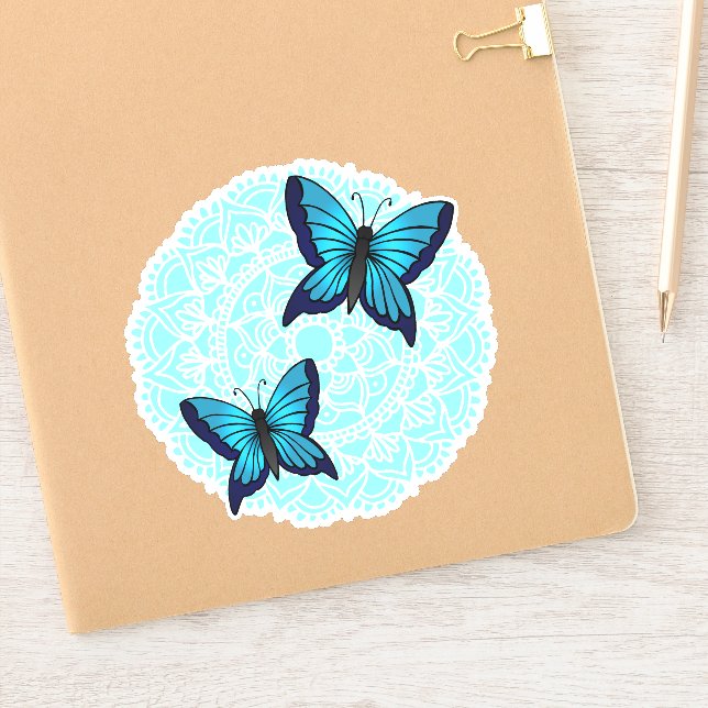 Blue Butterfly Mandala Sticker (Notebook)