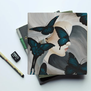 Blue Butterfly Masquerade Elegant Fantasy 3 Ring Binder
