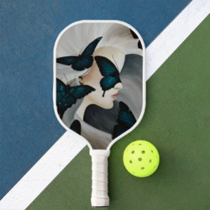 Blue Butterfly Masquerade Elegant Fantasy  Pickleball Paddle