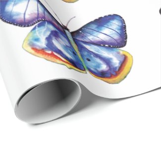 Blue Butterfly Matte Wrapping Paper, 30 in x 6 ft