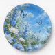 Blue Butterfly Meadow Floral Nature Round Paper Plates