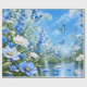 Blue Butterfly Meadow Floral Nature Wrapping Paper