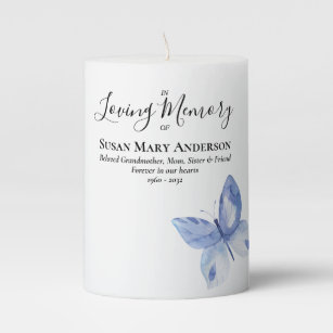 Blue Butterfly Memorial Candle