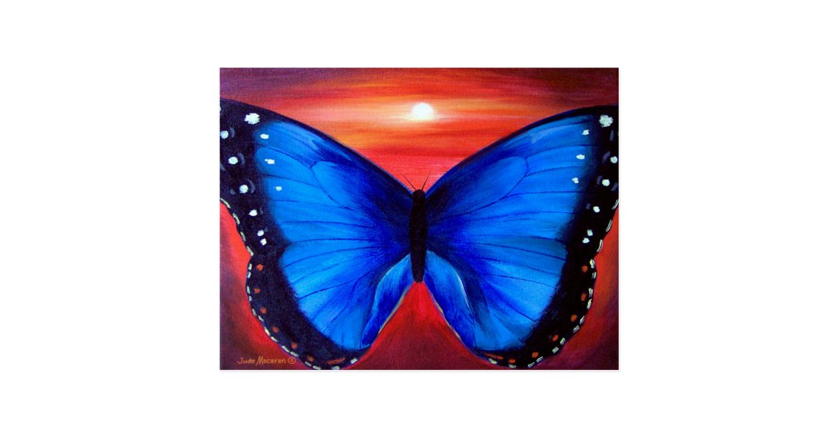 Blue Butterfly Morph Sunset Multi Postcard Zazzle Com