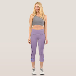 Blue Butterfly - Name - Solid Violet Capri Leggings
