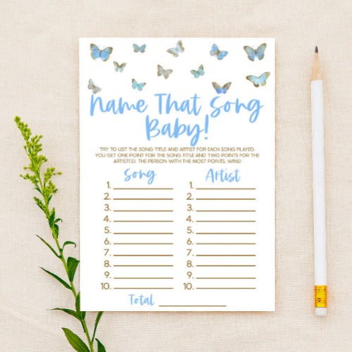 Blue Butterfly Name That Song Baby Shower Game