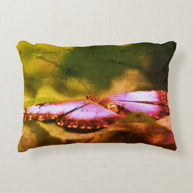 Blue Butterfly Nature Abstract Grunge  Accent Pillow (Front)