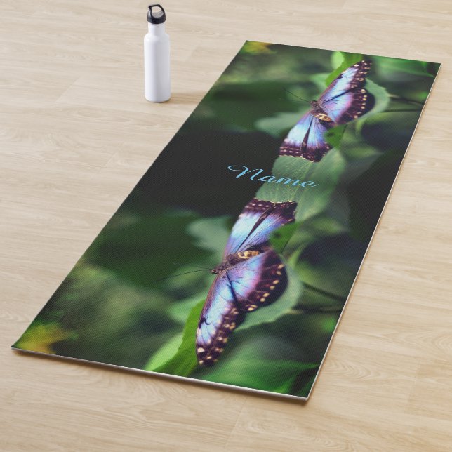 Blue Butterfly Nature Close Up Personalized Yoga Mat (In Situ)