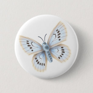 Blue Butterfly Nature Garden Insect Button