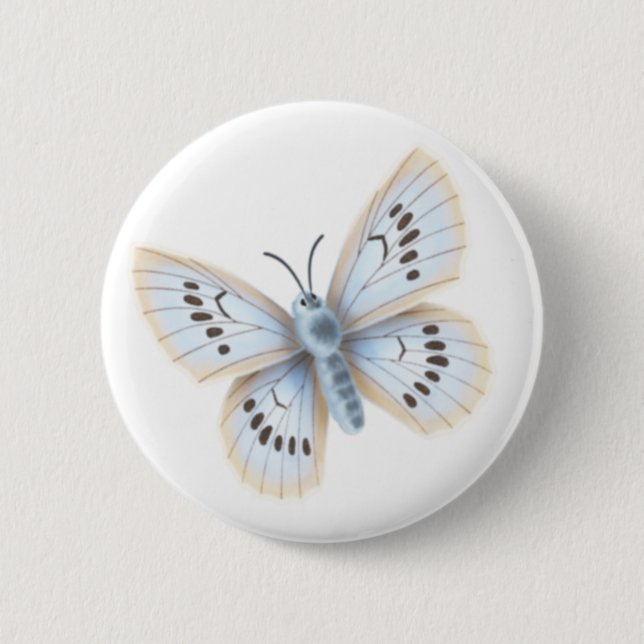 Blue Butterfly Nature Garden Insect Button (Front)