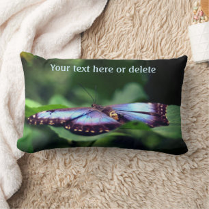 Blue Butterfly Nature Personalized Lumbar Pillow