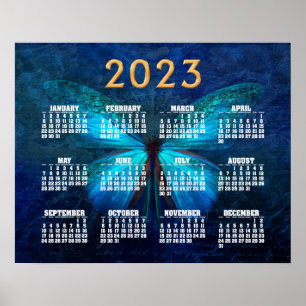 Blue Butterfly of Joy & Luck 2023 Calendar Poster