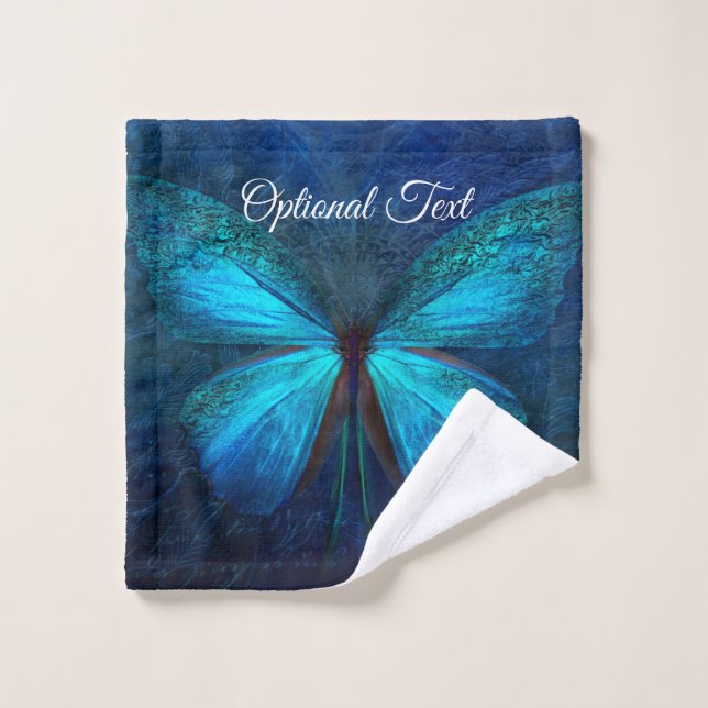 Blue Butterfly of Joy & Luck Bath Towel Set (Wash Cloth)