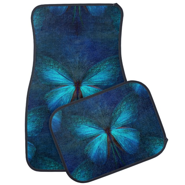 Blue Butterfly of Joy & Luck Car Floor Mat (Set)