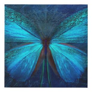 Blue Butterfly of Joy & Luck Faux Canvas Print