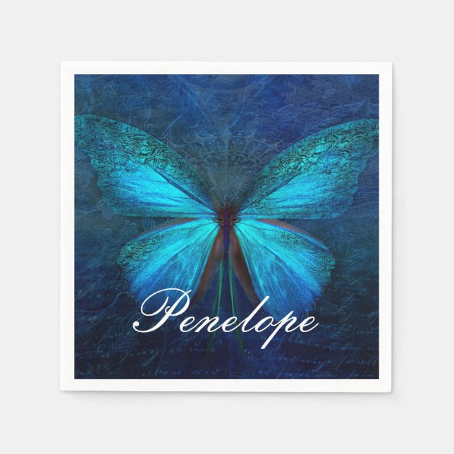 Blue Butterfly of Joy & Luck Napkins (Front)
