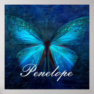 Blue Butterfly of Joy & Luck Poster