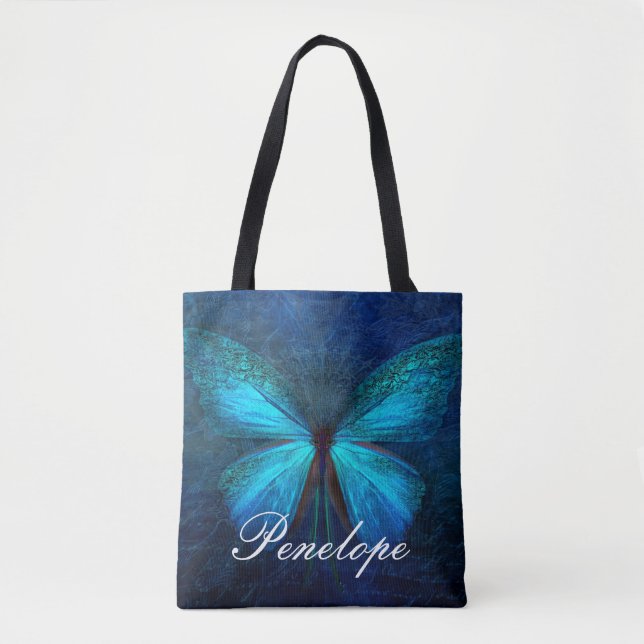 Blue Butterfly of Joy & Luck Tote Bag (Front)