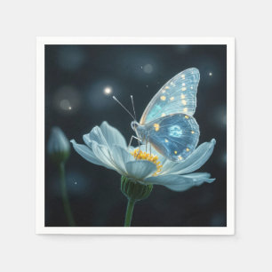 Blue Butterfly On a Moonflower Napkins