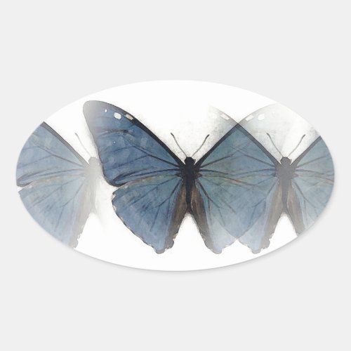Blue Butterfly Oval Sticker