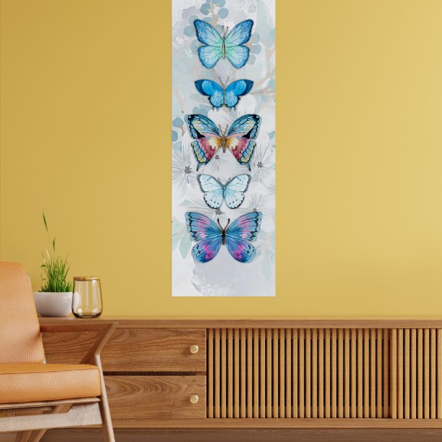 Blue Butterfly Panel Poster Print (Living Room 2)